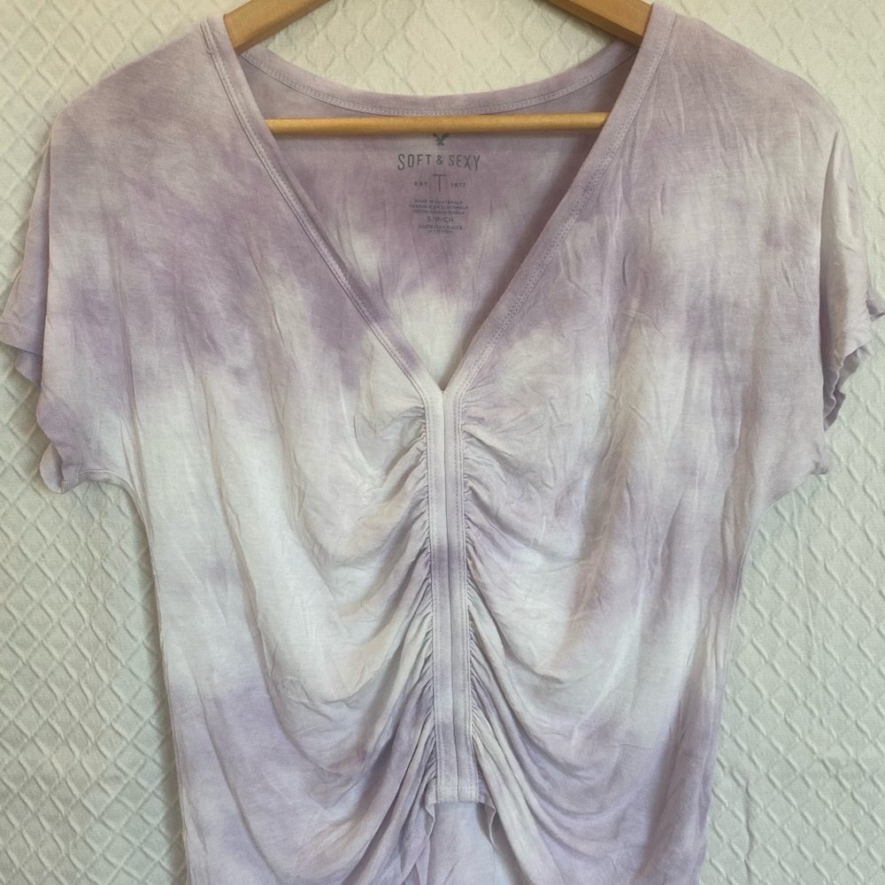 American Eagle Soft and Sexy Tie-Dye Top. Purple/White. Small. Short/crop style.